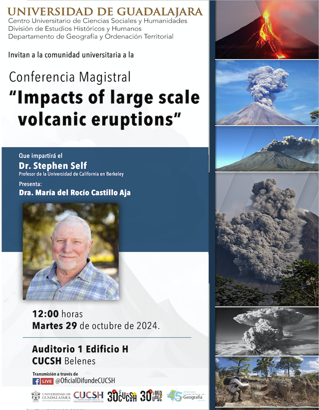Cartel de la Conferencia magistral: Impacts of large scale volcanic eruptions
