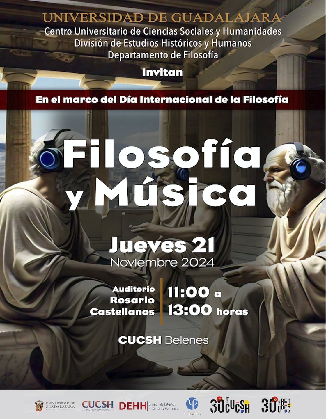 Cartel de la Conferencia y concierto: Filosofía y música