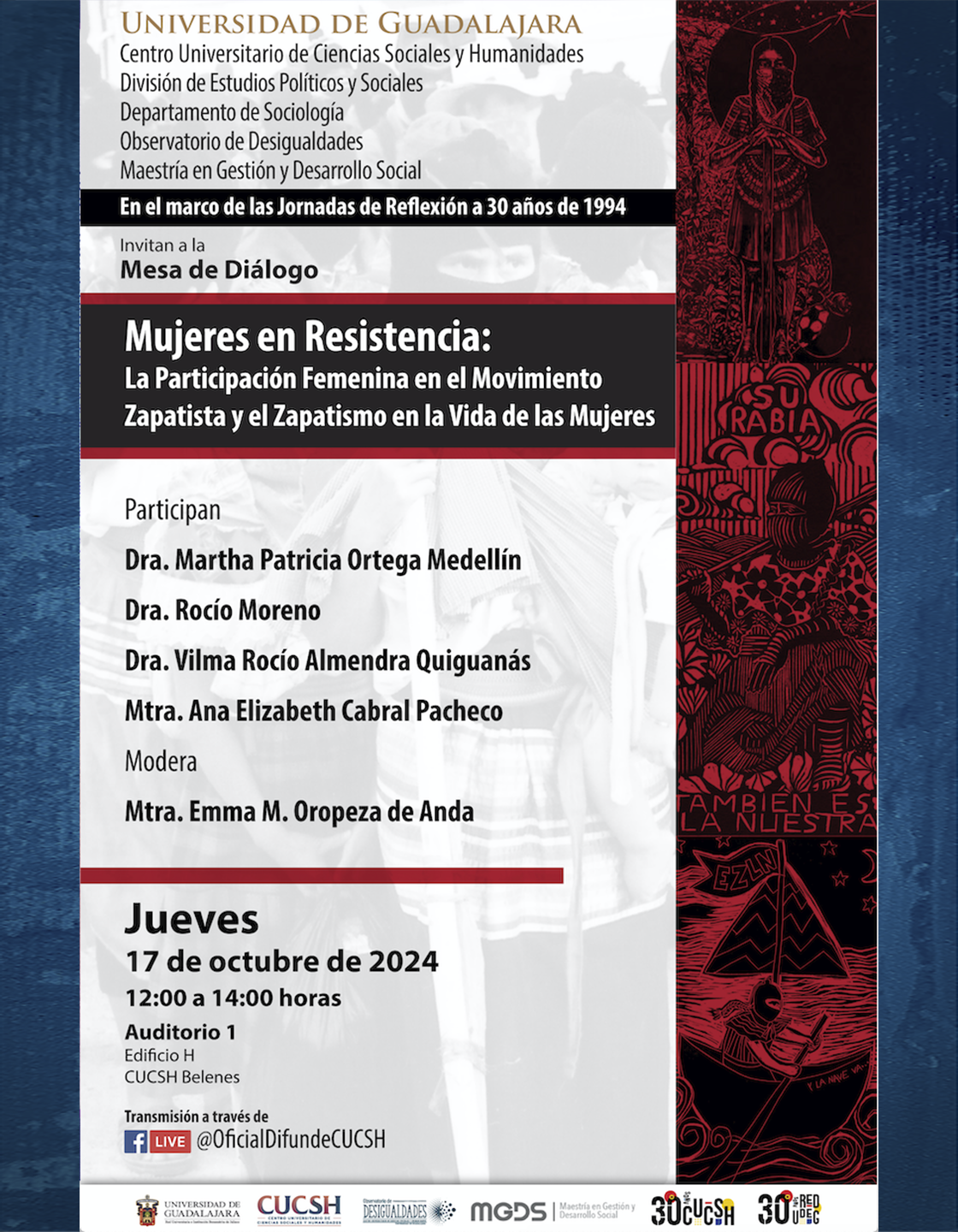 Cartel de la Mesa de diálogo: Mujeres en resistencia
