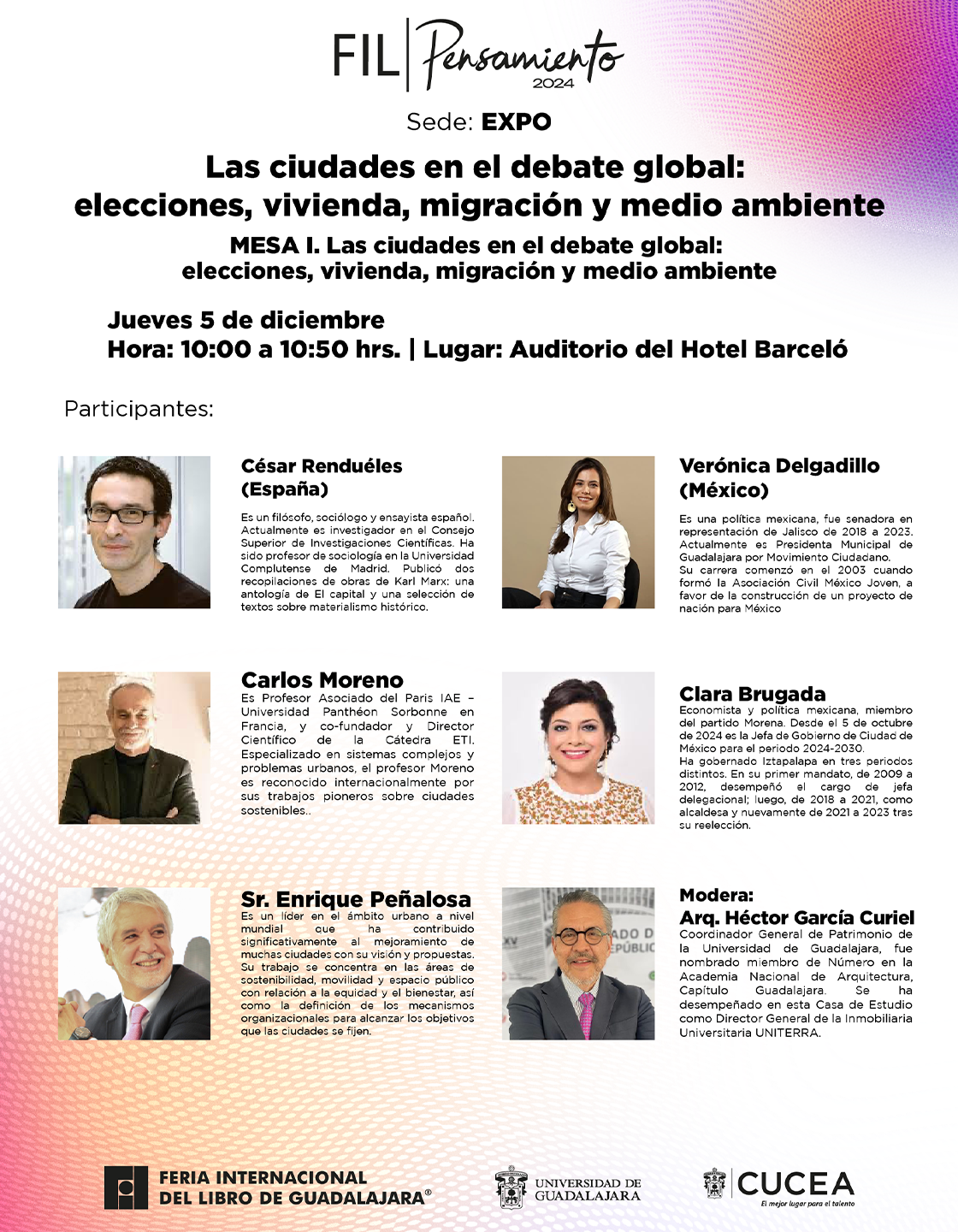 Cartel de la Mesa: Las ciudades en el debate global: Elecciones, vivienda, migración y medio ambiente