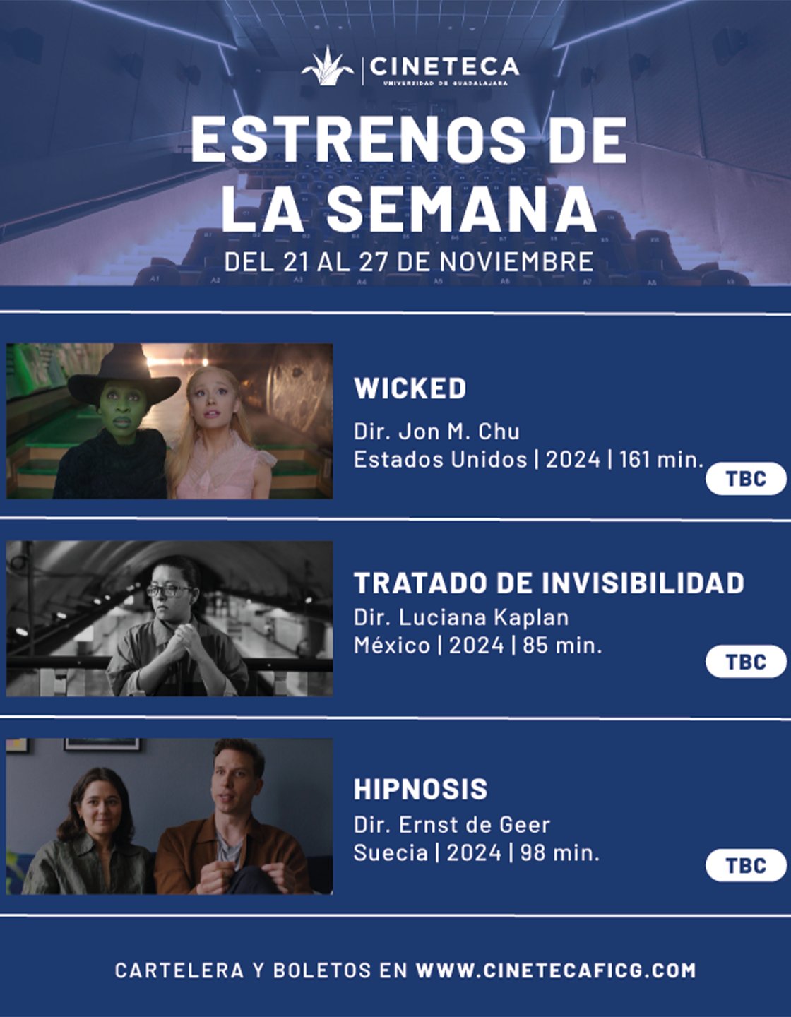 Cartel de los estrenos de la Cineteca FICG