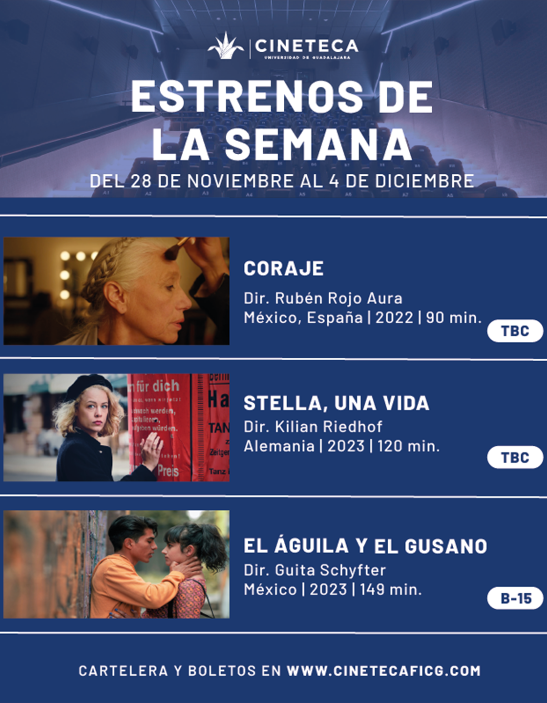 Cartel de los estrenos de la Cineteca FICG