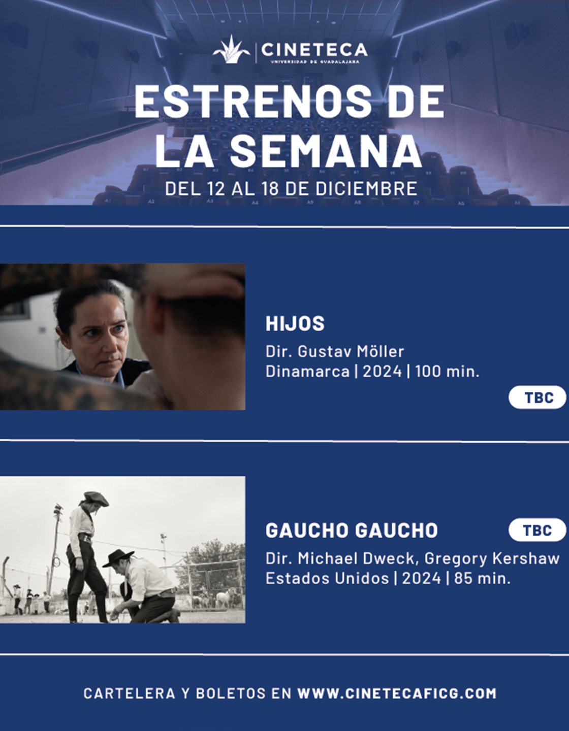 Cartel de los estrenos de la Cineteca FICG
