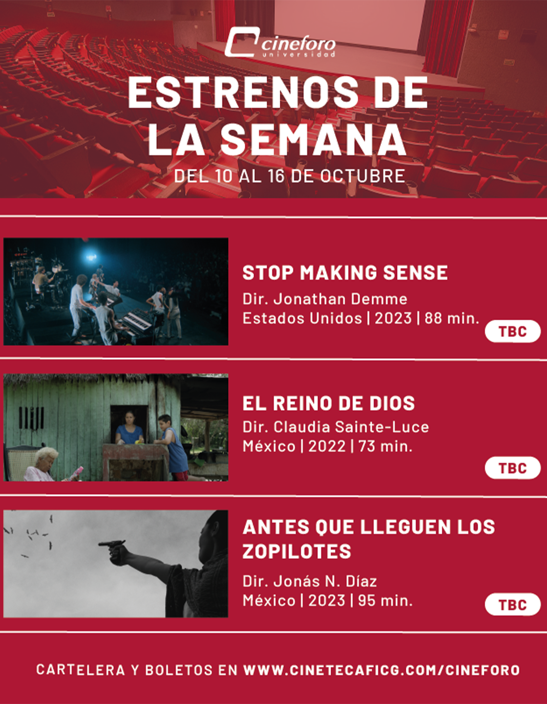 Cartel de los estrenos del Cineforo Universidad