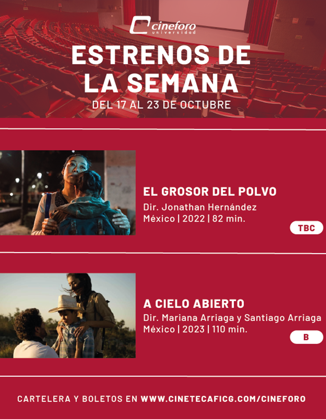 Cartel de los estrenos del Cineforo Universidad
