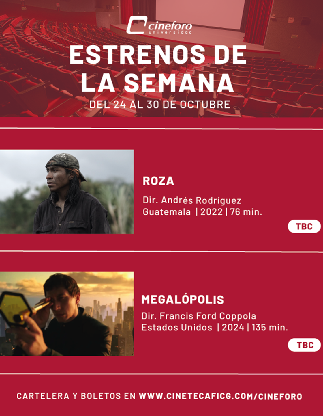 Cartel de los estrenos del Cineforo Universidad