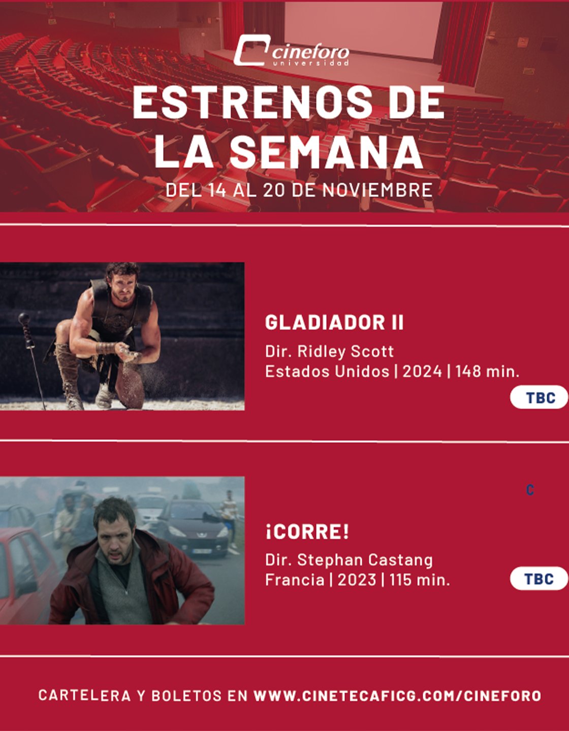 Cartel de los estrenos del Cineforo Universidad