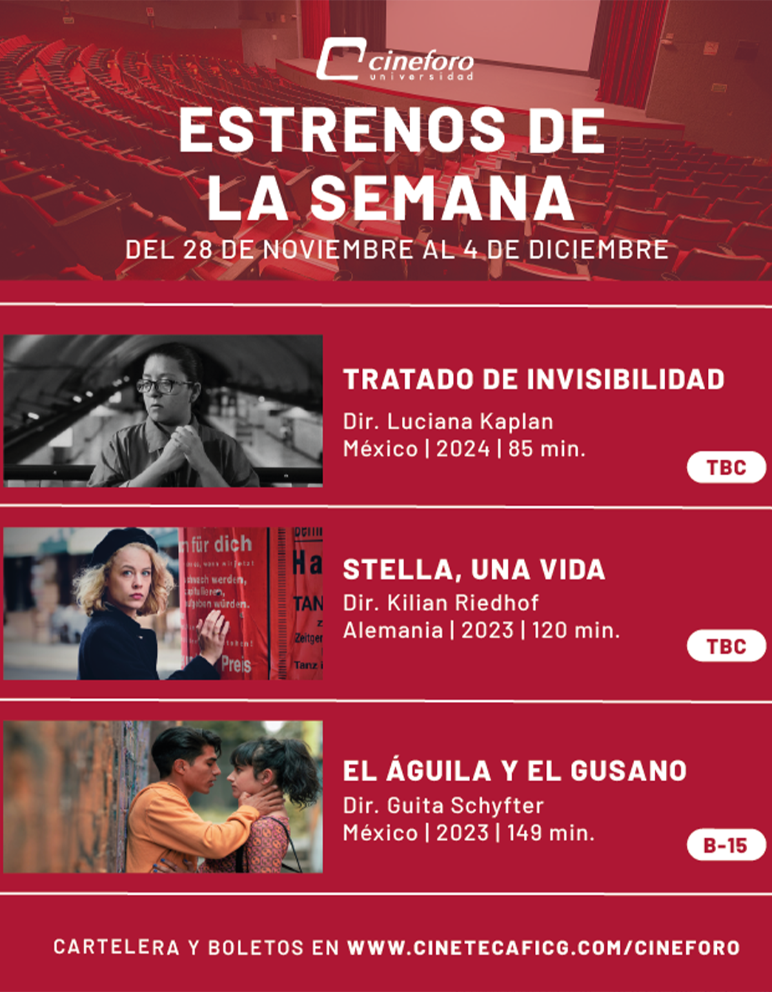 Cartel de los estrenos del Cineforo Universidad