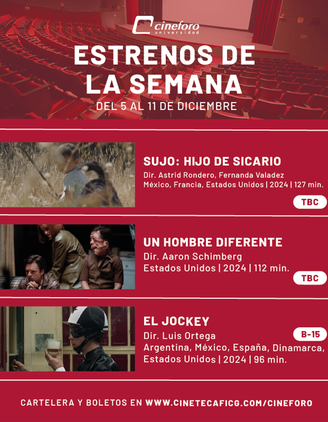 Cartel de los estrenos del Cineforo Universidad