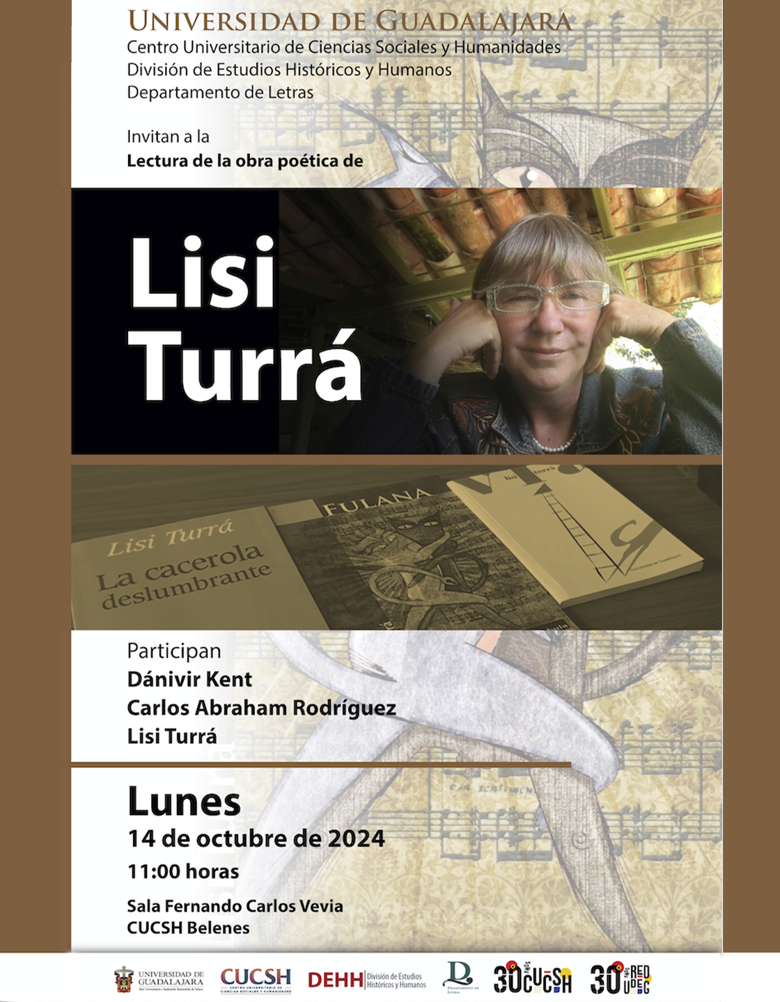 Cartel de la Lectura de la obra poética de Lisi Turrá