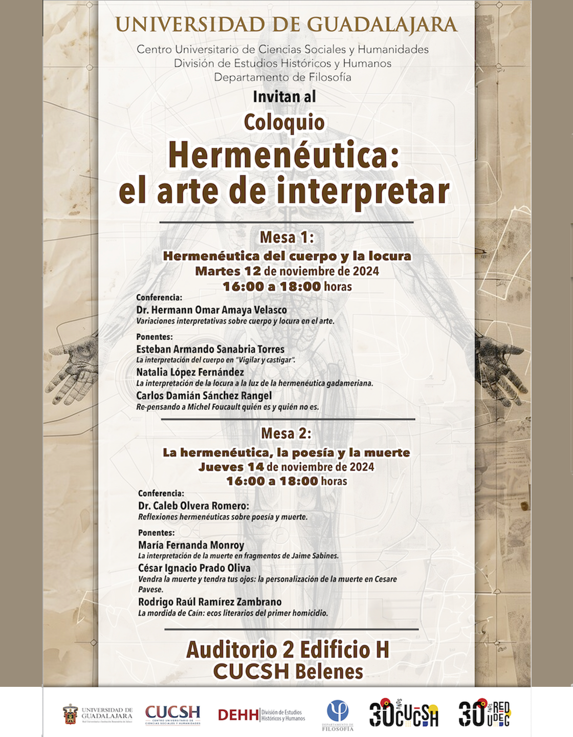 Cartel del Coloquio Hermenéutica: El arte de interpretar