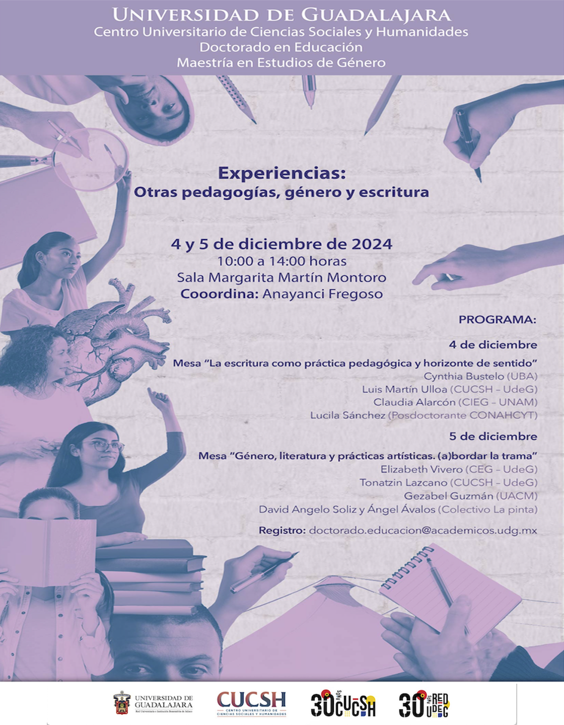 Cartel del Conversatorio: "Experiencias: Otras pedagogías, género y escritura"