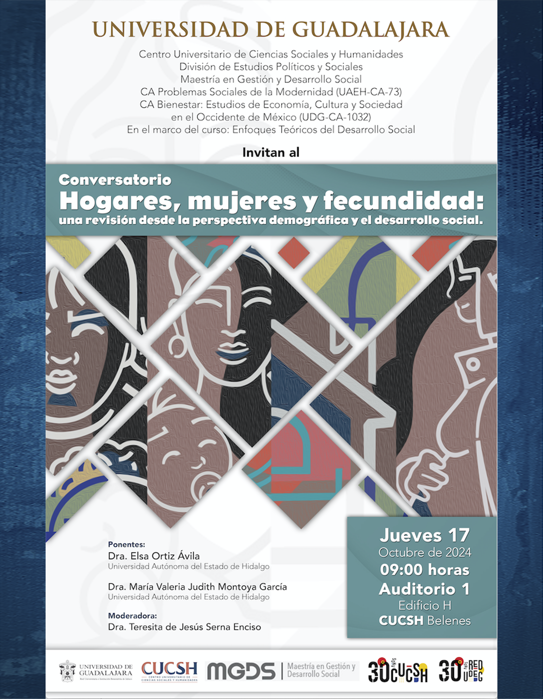 Cartel del Conversatorio: Hogares, mujeres y fecundidad