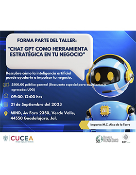 Cartel del Curso-taller Chat GPT como herramienta estratégica en tu negocio