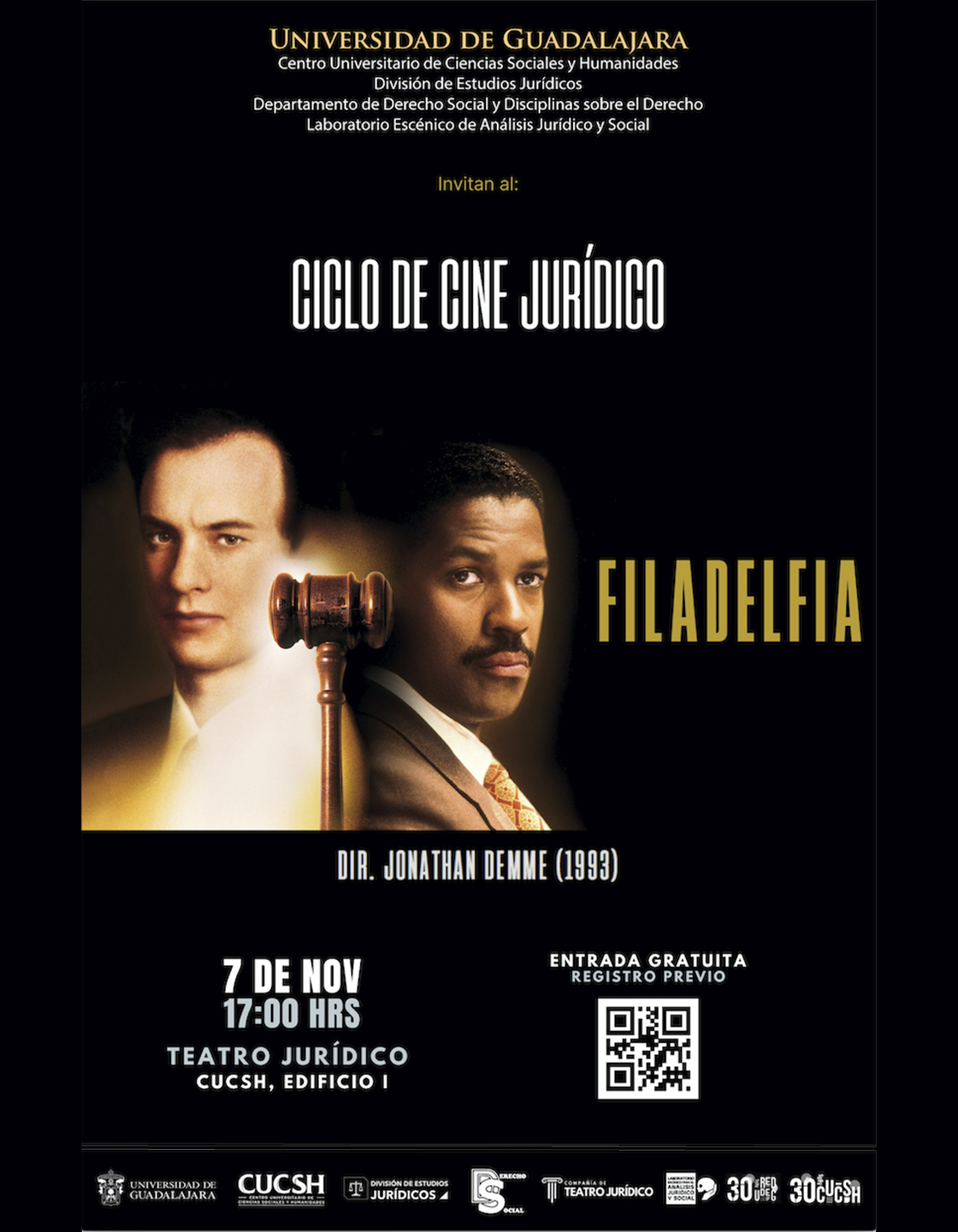 Cartel del Ciclo de Cine Jurídico: Filadelfia