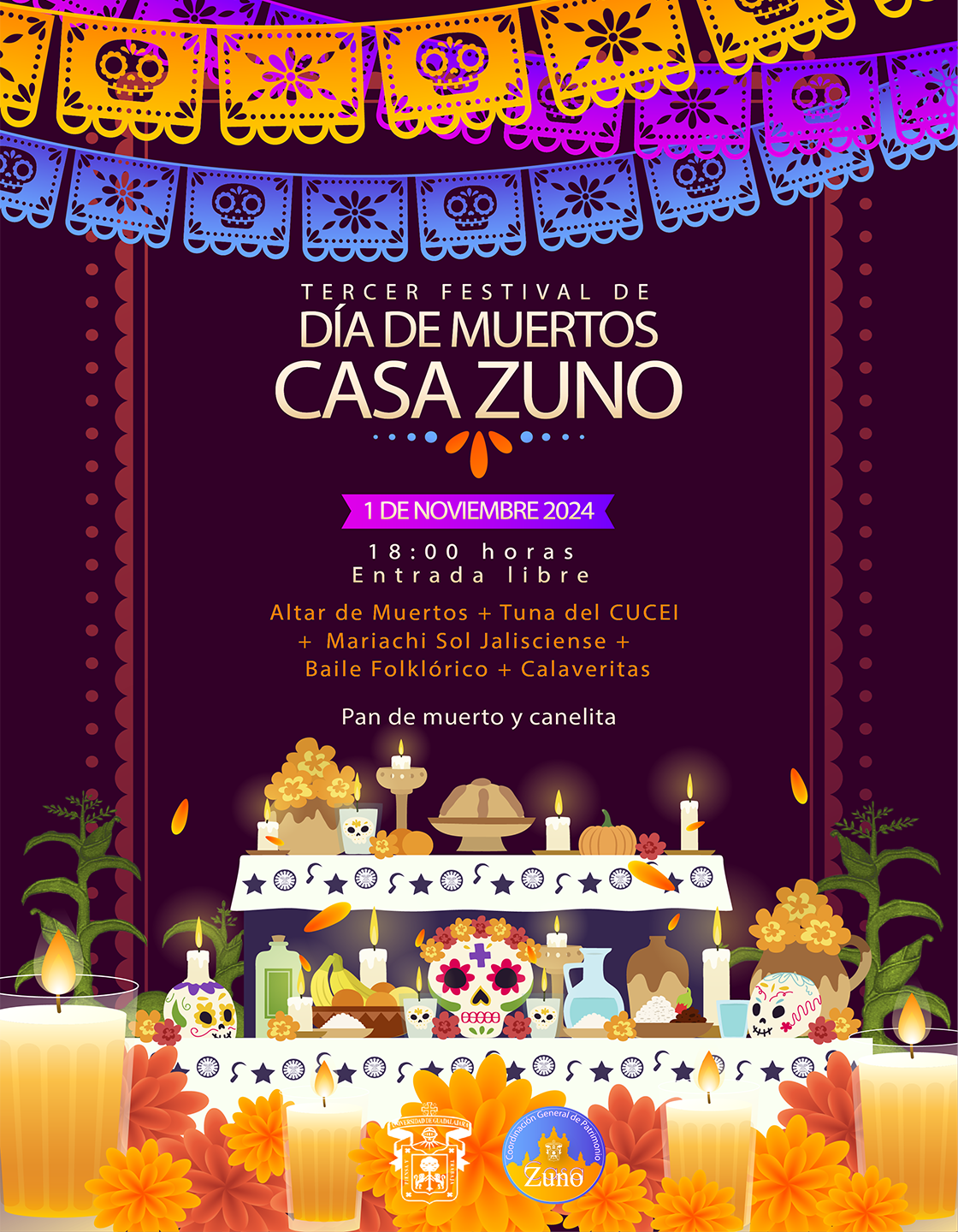 Cartel del Tercer Festival de Día de Muertos Casa Zuno