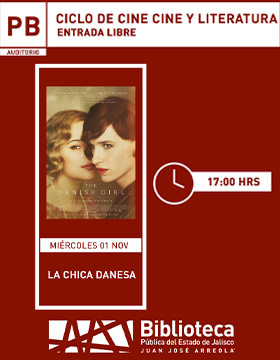 Cartel del Ciclo de cine: Cine y literatura. Proyección de la cinta: La chica danesa