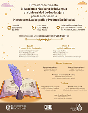 Firma de convenio entre la Academia Mexicana de la Lengua y la Universidad de Guadalajara