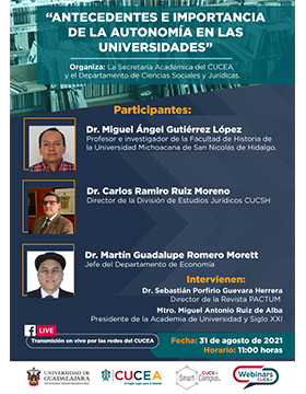 Webinar: Antecedentes e importancia de la autonomía en las universidades