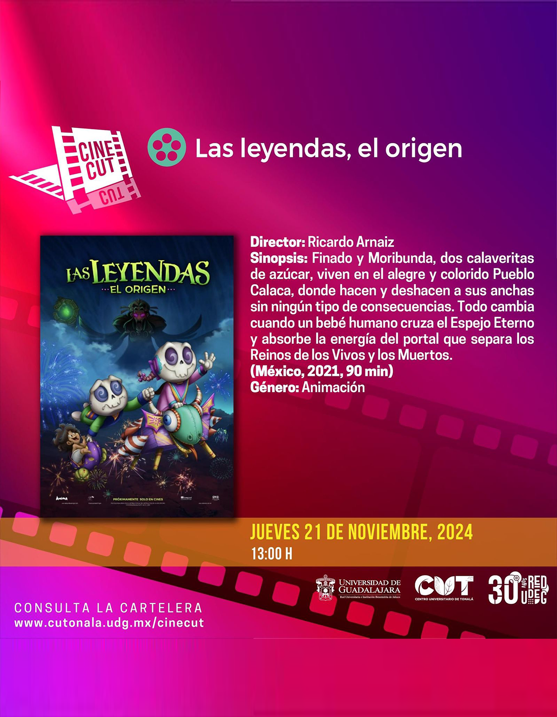 Cartel de  la Proyección de la cinta: Las leyendas, el origen