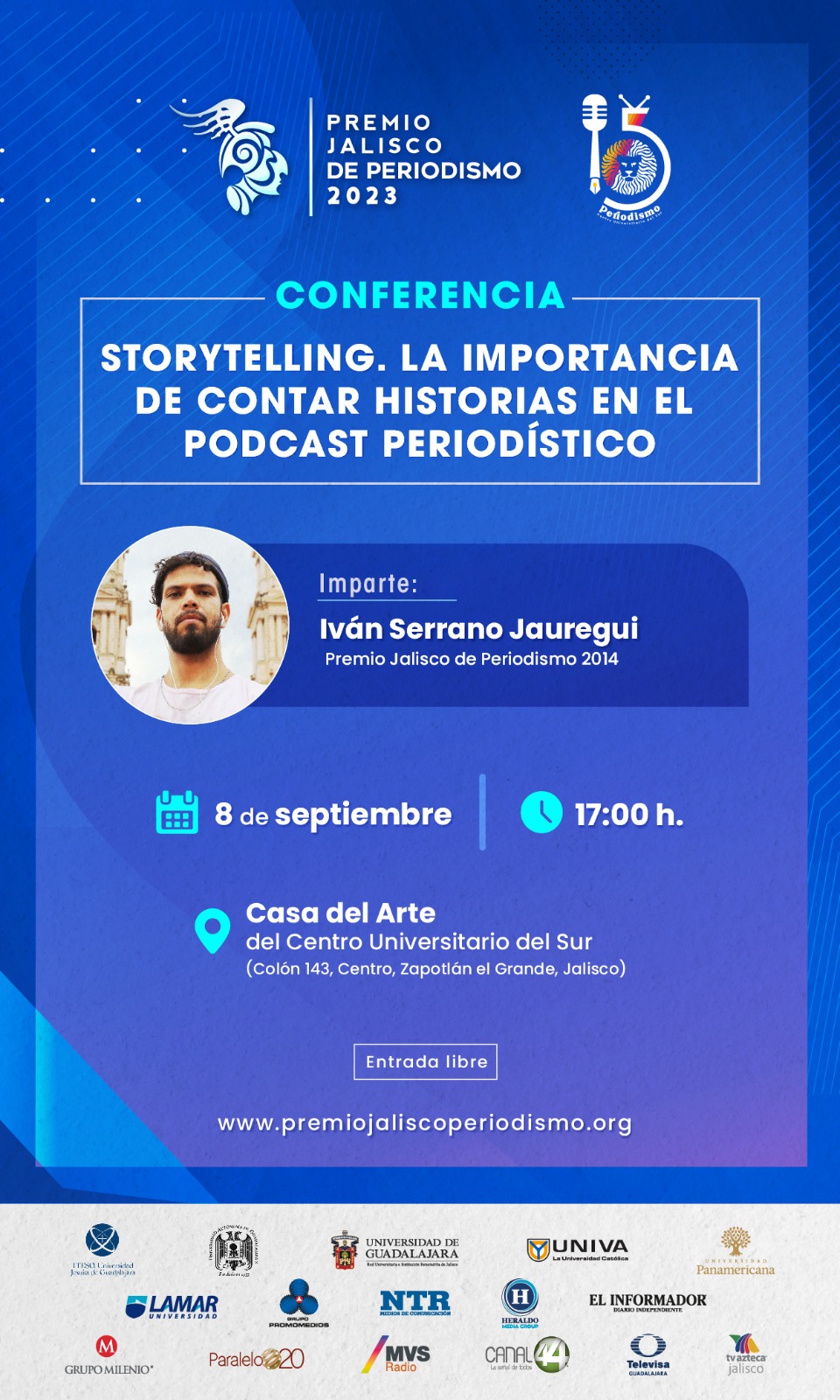 Cartel de la Conferencia: Storytelling. La importancia de contar historias en el podcast periodístico