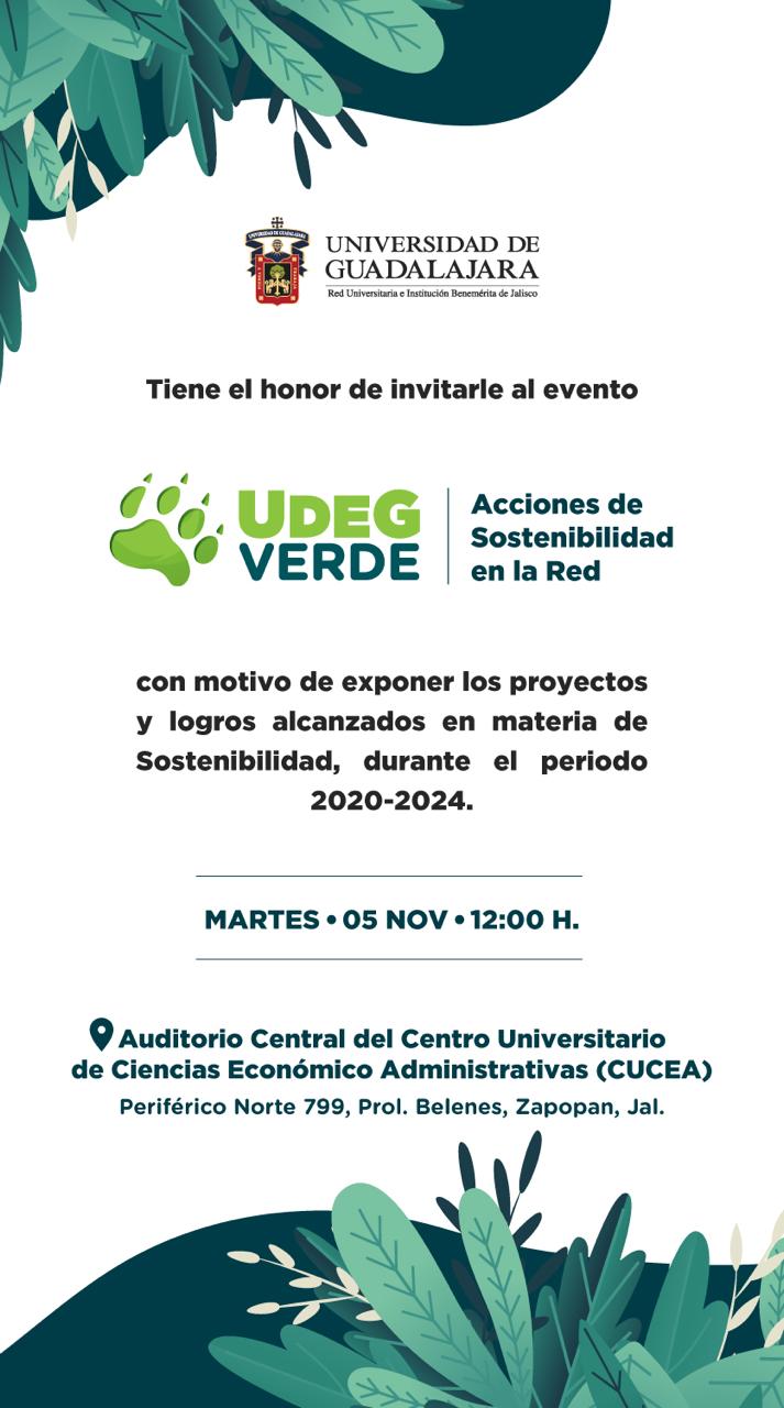 Cartel de UdeG Verde "Acciones de sostenibilidad"