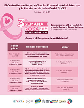 Programa de la 3ra Semana Rosa, CUCEA 2023