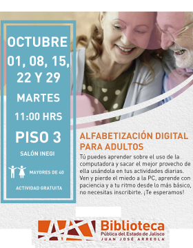 Cartel de Alfabetización digital para adultos