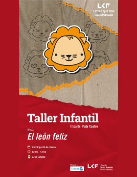 Cartel del Taller infantil Título El león feliz