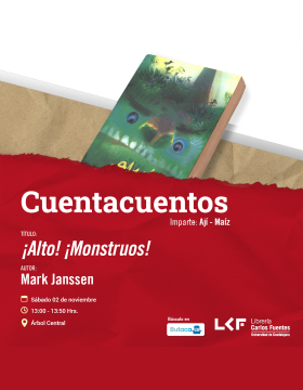 Cartel del Cuentacuentos.  Título: ¡Alto! ¡Monstruos!