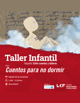 Cartel del Taller infantil. Título: Cuentos para no dormir