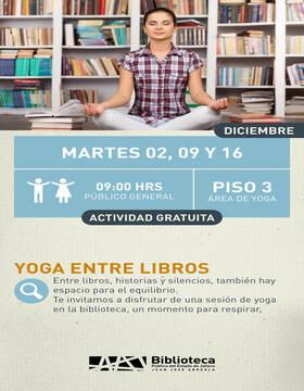 Cartel de Yoga entre libros