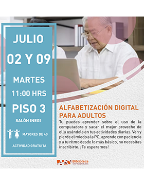 Cartel de Alfabetización digital para adultos