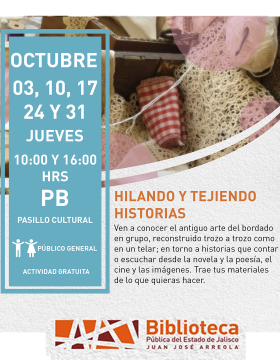 Cartel de Hilando y tejiendo historias