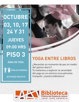 Cartel de Yoga entre libros