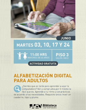 Cartel de la Alfabetización digital para adultos.
