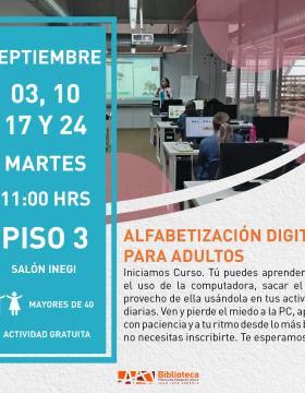 Cartel de Alfabetización digital para adultos