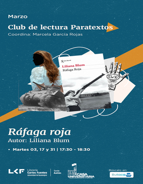 Cartel de Club de lectura “Paratextos”: Ráfaga Roja