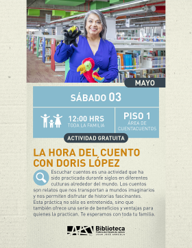 Cartel de la La hora del cuento con Doris López