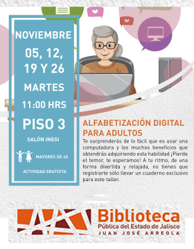Cartel de Alfabetización digital para adultos