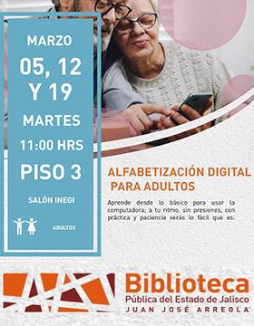 Cartel de la Alfabetización digital para adultos