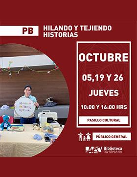 Cartel de Hilando y tejiendo historias