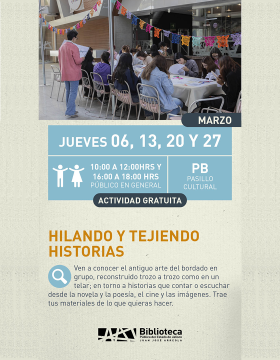Cartel de Hilando y tejiendo historias