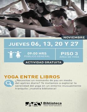 Cartel de Yoga entre libros Cartel de Yoga entre libros