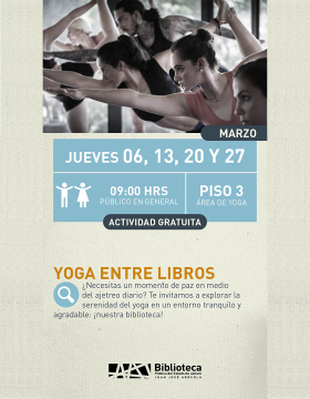 Cartel de Yoga entre libros