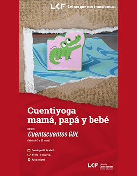 Cartel del Cuentiyoga mamá, papá y bebé