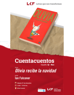 Cartel del Cuentacuentos. Título: Olivia recibe la navidad