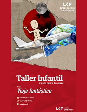 Cartel del Taller infantil.  Título: Viaje fantástico