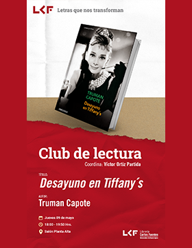 Cartel del Club de Lectura. Título: Desayuno en Tiffany´s