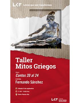 Cartel del Taller Mitos Griegos. Título: Cantos 20 al 24